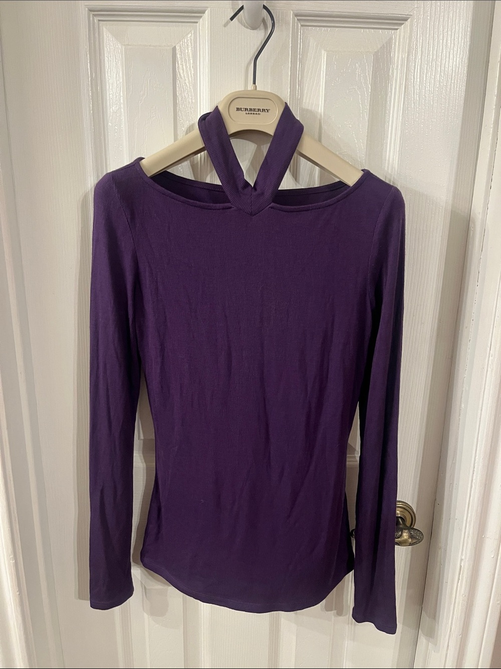 GUESS Purple Long-Sleeve Halter Neck Top Size XS